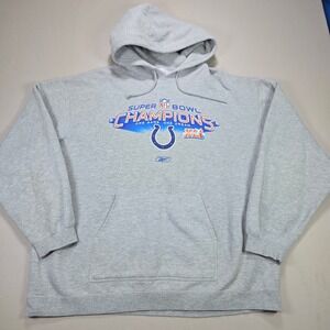 Reebok NFL‎ Super Bowl XLI Champions Indianapolis Colts Grey Hoodie Mens 2XL
